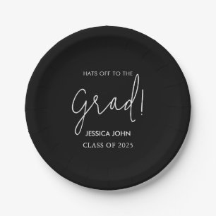 Modern Elegant Black Congratulations Graduation  Paper Plates