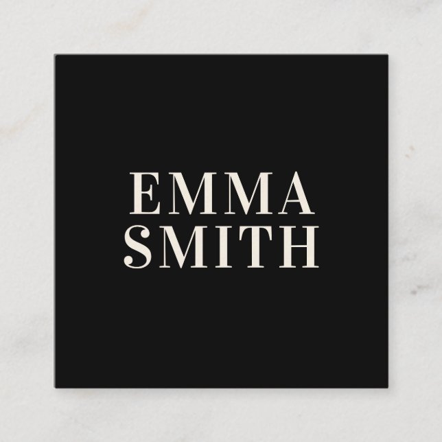 Modern Elegant Black Cream Professional Square Bus Square Business Card (Front)