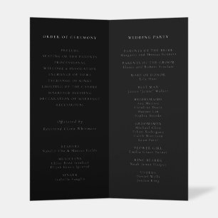 Modern Elegant Black Custom Wedding Program Brochure
