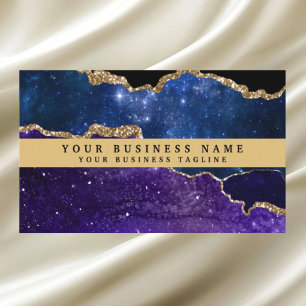 Modern Elegant Black Gold Agate Business Card