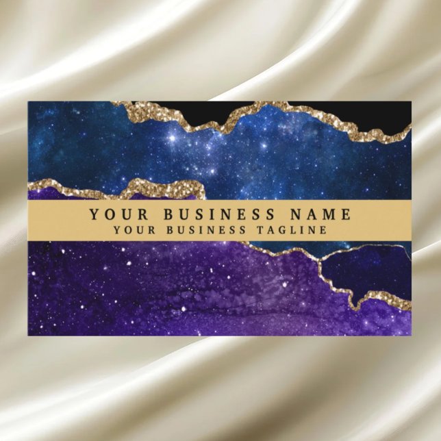 Modern Elegant Black Gold Agate Business Card (Creator Uploaded)