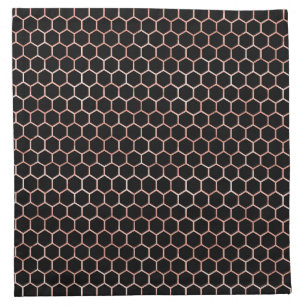 Modern Elegant Black & Gold Bee Honeycomb Pattern Cloth Napkin