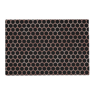 Modern Elegant Black & Gold Bee Honeycomb Pattern Placemat