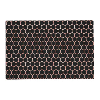 Modern Elegant Black & Gold Bee Honeycomb Pattern Placemat