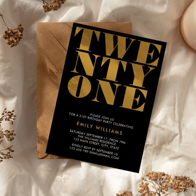 Modern Elegant Black Gold Bold Typography Invitation (Creator Uploaded)