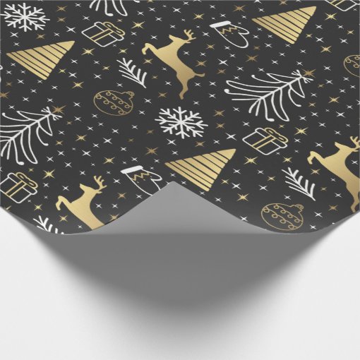 Black And Gold Christmas Wrapping Paper 