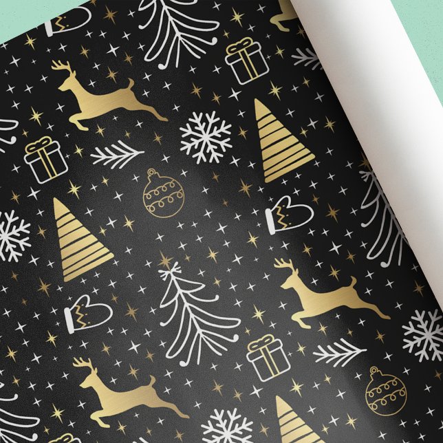 Modern Elegant Black Gold Christmas Wrapping Paper (Creator Uploaded)