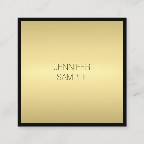 Modern Elegant Black Gold Fashionable Glam Luxury Square Business Card