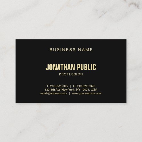 Modern Elegant Black Gold Fashionable Plain Luxury Business Card