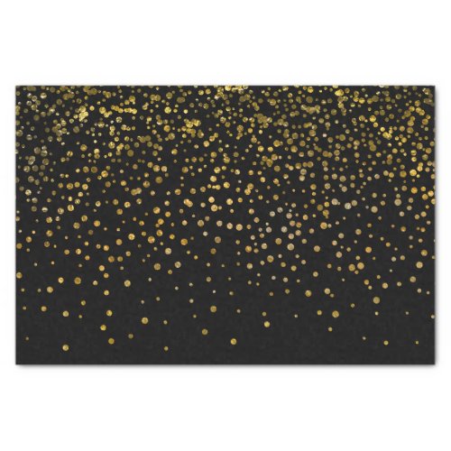 Modern Elegant Black Gold Foil Confetti Dots Tissue Paper