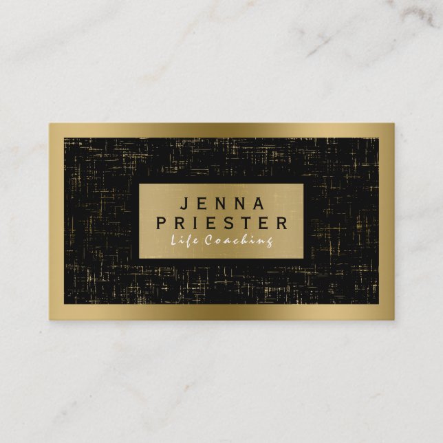 Modern Elegant Black & Gold Grunge Background Business Card (Front)