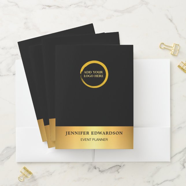 Modern elegant black gold logo professional pocket folder (In Situ)