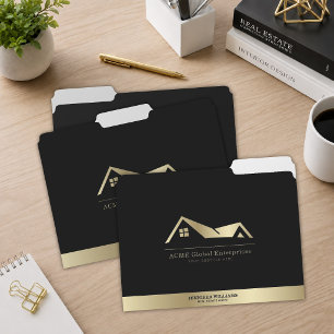 Modern Elegant Black Gold Logo Real Estate File Folder