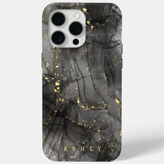 Modern Elegant Black Gold Marble Case-Mate iPhone Case (Back)