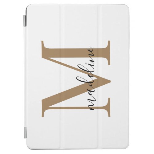 Modern Elegant Black Gold Monogram Script Name iPa iPad Air Cover