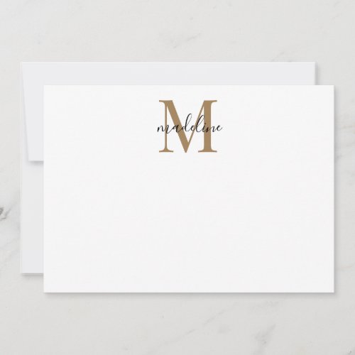Modern Elegant Black Gold Monogram Script Name  Thank You Card