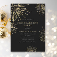 Modern Elegant Black Gold New Year's Eve Party