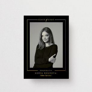 Modern Elegant Black & Gold Photo Graduation Foil Invitation