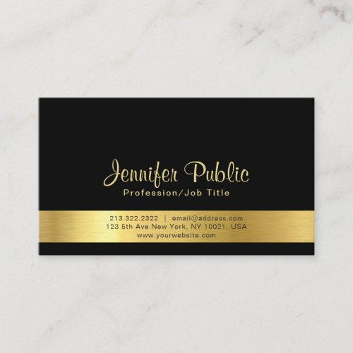 Modern Elegant Black Gold Plain Professional Business Card
