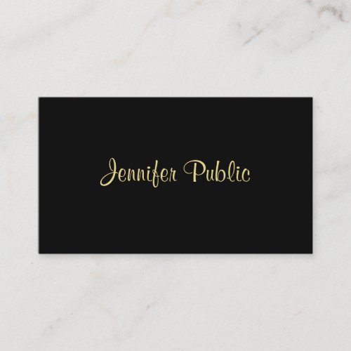 Modern Elegant Black Gold Plain Professional Business Card