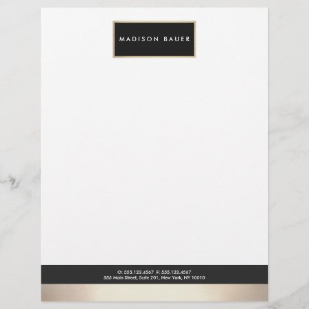 Modern Elegant Black Gold Plaque Professional Letterhead