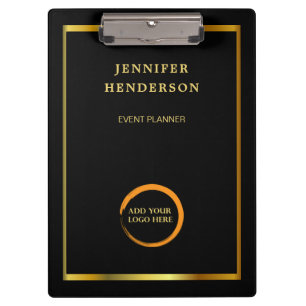 Modern elegant black gold professional logo clipboard