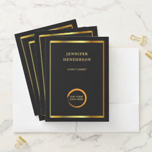 Modern elegant black gold professional logo pocket folder