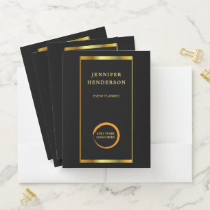 Modern elegant black gold professional logo pocket folder