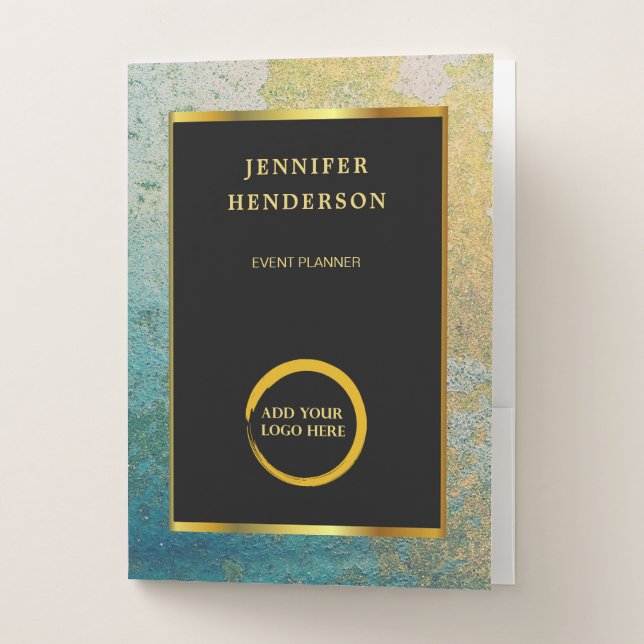 Modern elegant black gold professional logo pocket folder (Front)