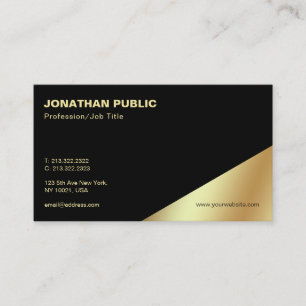 Modern Elegant Black Gold Professional Plain Business Card