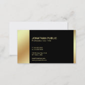 Modern Elegant Black Gold Professional Plain Business Card (Front/Back)