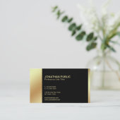 Modern Elegant Black Gold Professional Plain Business Card (Standing Front)