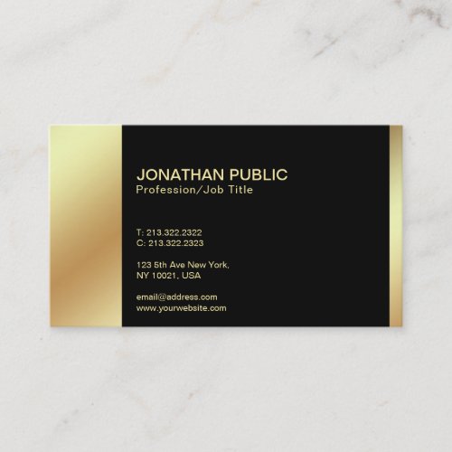 Modern Elegant Black Gold Professional Plain Business Card