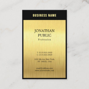 Modern Elegant Black Gold Professional Plain Luxe Business Card