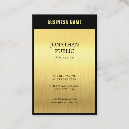 Modern Elegant Black Gold Professional Plain Luxe Business Card