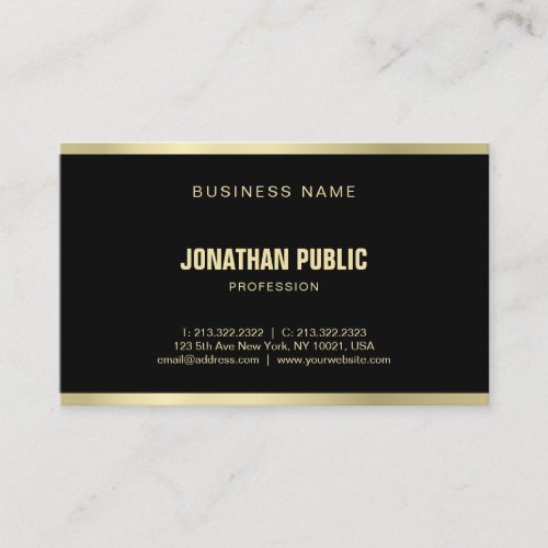 Modern Elegant Black Gold Professional Plain Luxe Business Card