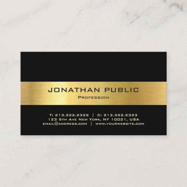 Modern Elegant Black Gold Professional Template Business Card (Front)