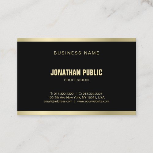 Modern Elegant Black Gold Sophisticated Plain Luxe Business Card