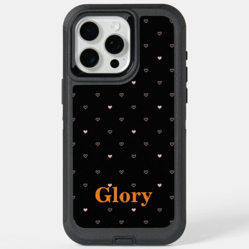 Modern Elegant Black Gold Stars Script w monogram iPhone 15 Pro Max Case