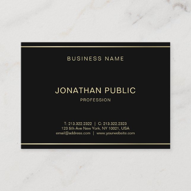 Modern Elegant Black Gold Template Luxury Trendy Business Card (Front)