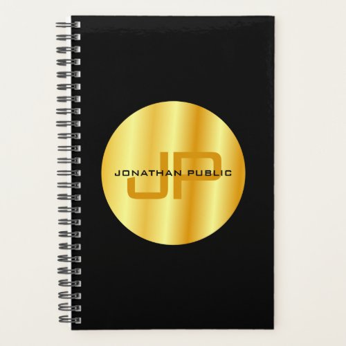 Modern Elegant Black Gold Template Monogram Planner