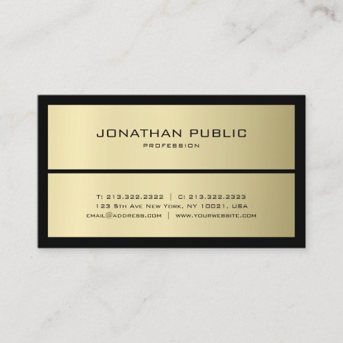 Modern Elegant Black  Gold Template Professional Business Card