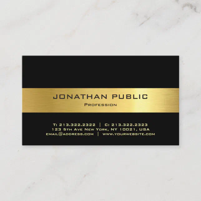 Modern Elegant Black Gold Template Professional Business Card | Zazzle