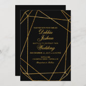 Modern Elegant Black & Gold Wedding Invitation (Front/Back)