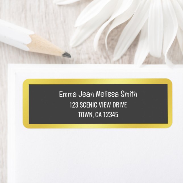 Modern Elegant Black Golden Frame Gold Chic Label (Insitu)