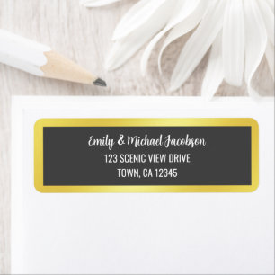 Modern Elegant Black Golden Frame Gold Chic Label