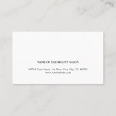 Modern Elegant Black Gray White Hair Stylist Business Card (Back)