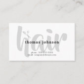 Modern Elegant Black Gray White Hair Stylist Business Card (Front)