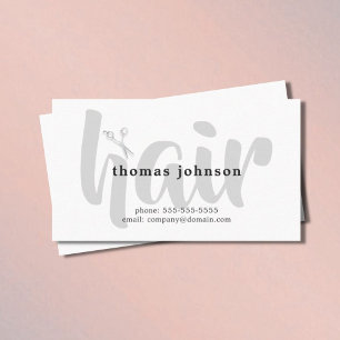 Modern Elegant Black Gray White Hair Stylist Business Card