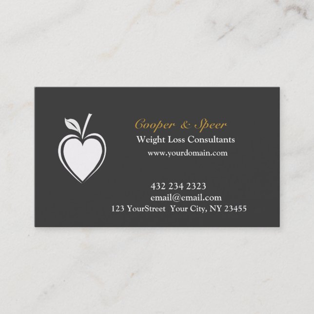 Modern Elegant Black Healthy Heart Professional Business Card (Front)